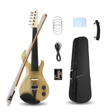 5 String Electric Violin 4/4 Large Jack Style Solid Wood with Case&Shoulder Rest