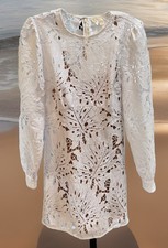 Michael Kors Chambray Palm Lace Mini Dress WHITE SZ 2
