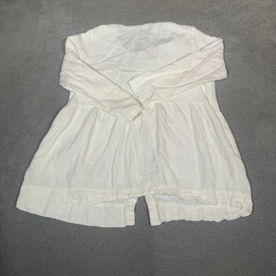 Vestido de lino para mujer grande blanco con botones túnica Lagenlook verano boho lino Foto 4 de 4