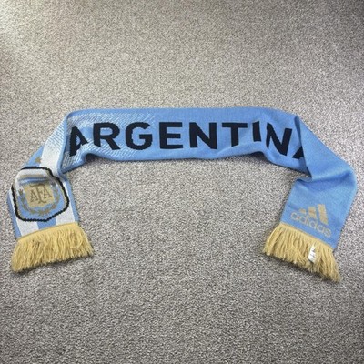 Argentina Scarf Mens One Size Blue Soccer Adidas Knit Fringe AFA Crest