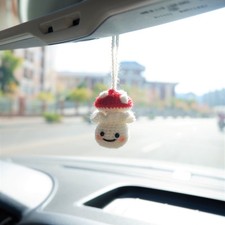 Crochet Mushroom Doll, Car Mirror Hanging, Smiley Charm, Cute Gift