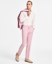 Michael Kors Mens Classic fit Wool Linen Dress Pants 42 / 32 Pink Solid