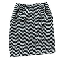 Vintage Talbots Pencil Skirt Womens Sz 8 100 Wool Black White Zig Zag Stripe