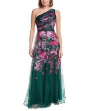Rene Ruiz One-Shoulder 3D Applique Floral A-Line Gown Women's