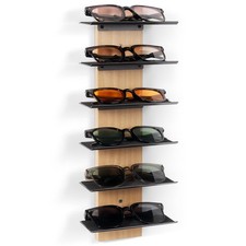 Wall-Mounted Sunglasses Organizer - Solid Wood 6-Tier Eyeglasses Display Rack