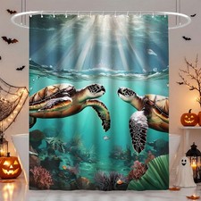 1PC Waterproof Shower Curtain Ocean Sea Turtles Pattern for Bathroom Decor