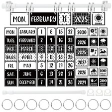 Black, White Flip Calendar Bulletin Board Set with 68 Cards, Adjustable Holder