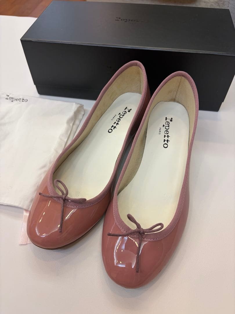 Repetto Flat Ballet Shoes Pumps Ribbon EU 37.5 Pink Authentic