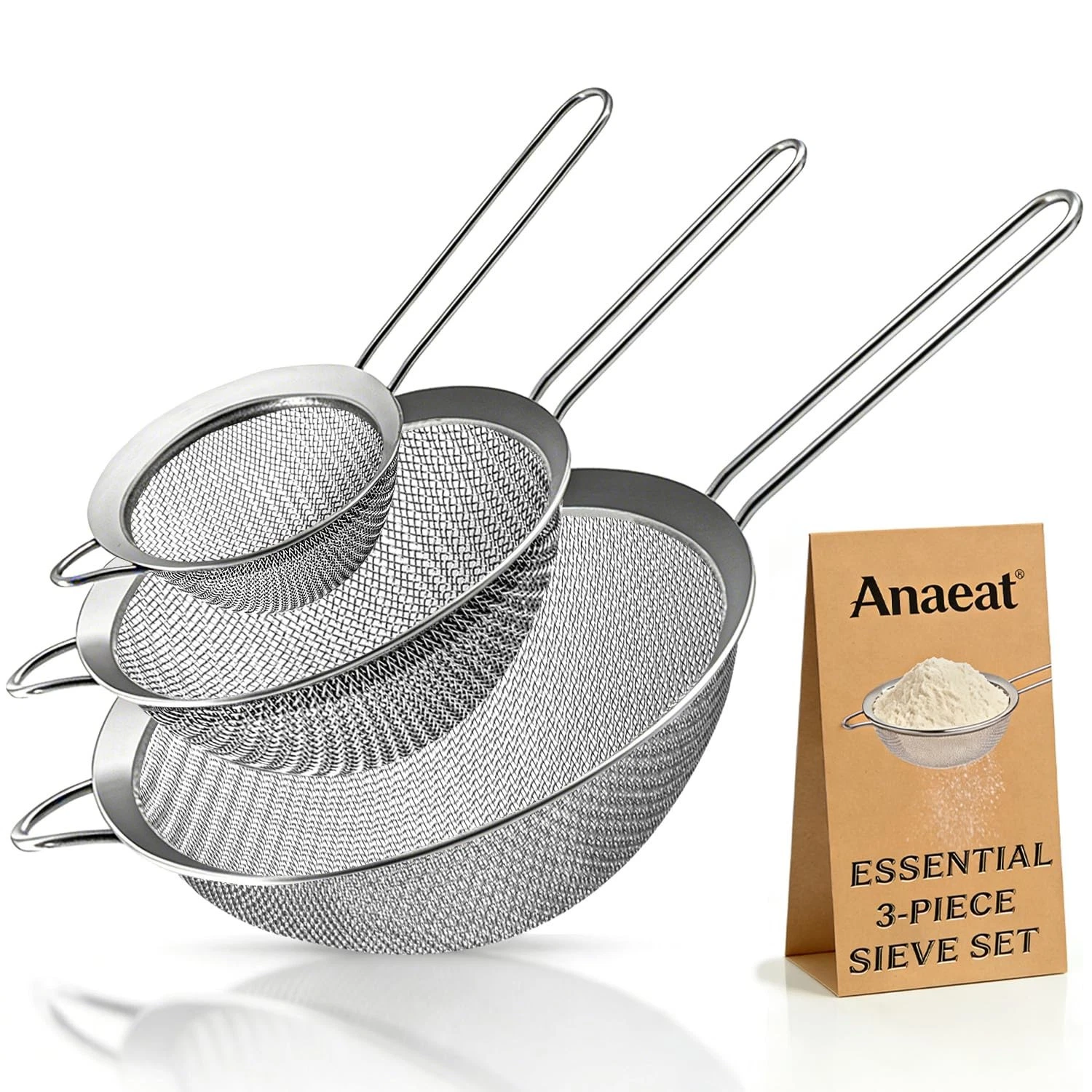 Anaeat Fine Mesh Strainers - Stainless Steel Colander 8 Cm, 14 20 Cm