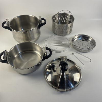 #ad Pro Selections 8L amp;4L Pressure Cooker 18 10 Stainless Steel with Steamer 9538 $99.99