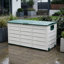 Image of Extra Large Outdoor Storage Box Weatherproof Plastic Garden Cushions Tools Box