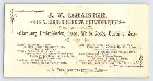 New Store Announcement, LeMaistre, Philadelphia 1800s Victorian Trade Card T1 - Picture 2 of 2