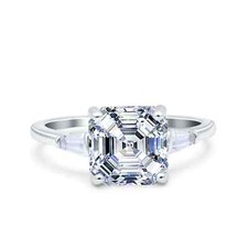 Asscher Cut Art Deco Wedding Ring Bridal Cubic Zirconia 925 Sterling Silver