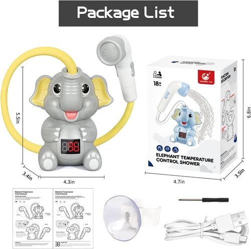 Baby Bath Shower with Thermometer Electric Elephant Water Spray Toy for Kids - Picture 2 of 14