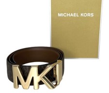 Michael Kors MK Gürtel Wendegürtel S M L 2 Schnallen Braun Gold Karton Box NEU