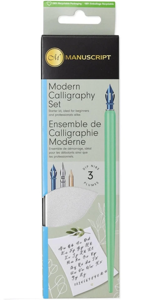 Manuscript Moderne Kalligraphie Set Dip Stift 3 Schreibfedern & Schwarz Tinte - Bild 3 von 3