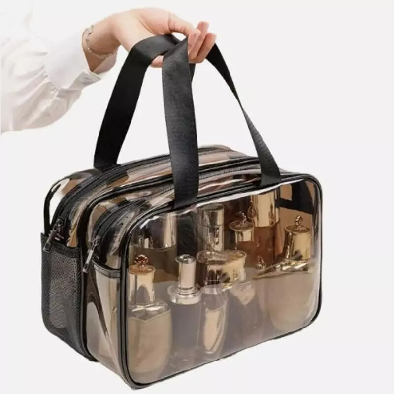 Clear Waterproof Makeup Toiletry Bag Large Capacity Travel Organizer-image