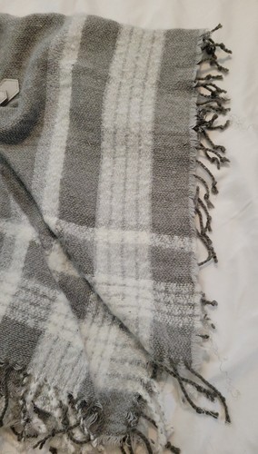 Mixit Girls Poncho One Size Gray White Stripe Silver Buckle - Picture 5 of 15