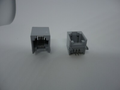 2Pcs Phone RJ11 Port Jack Modular Connector Telephone PCB DIP 4Pins 6P4C Housing