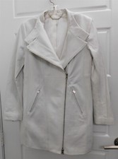 Elle Tahari White Leather Zip Jacket 