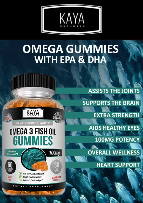 Omega-3 Aceite de Pescado Gomoso Suplemento Vitamínico Saludable Articulaciones y Corazón Bienestar Gomitas Foto 3 de 4