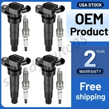 4 Ignition Coils Pack UF611 and Iridium Spark Plug For 2011-2015 Kia Optima 2.4L