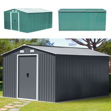 12 x 10/8 x 6 FT Metal Garden Sheds House Warehouse Steel Garage Tools Stash