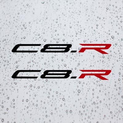 Pair C8.R Vinyl Decal Stickers for Corvette Cars | Rear Quarter Panel Side Skirt