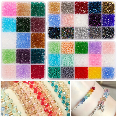 Crystal Pointed Beads Glass Rhombus Beads Set Diy Handmade Beading Materials