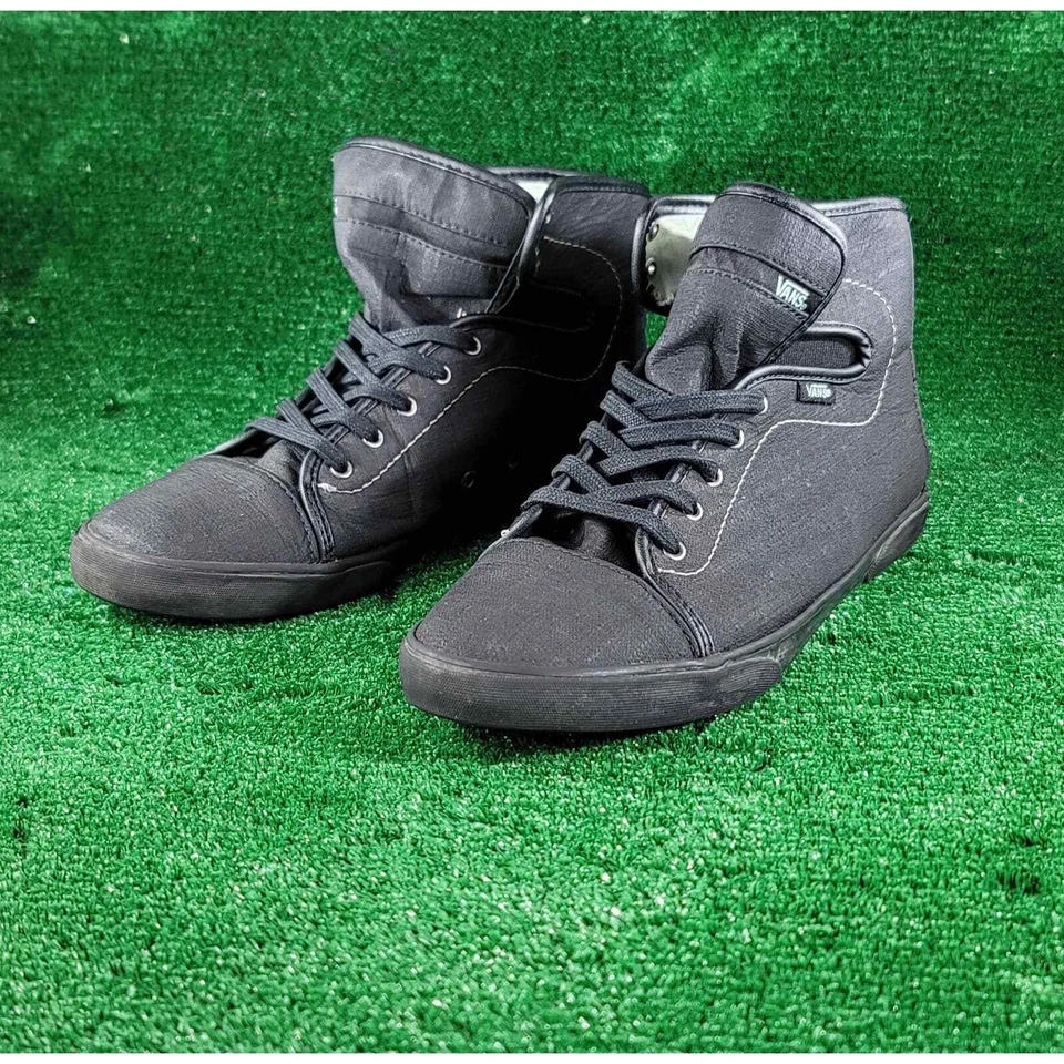 Monopatín Vans Old Skool clásico de caña alta negro liso textil superior para mujer 10,M Foto 3 de 4