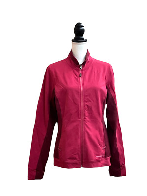 MERRELL Women's Aeroblock Full Zip Embroidered Sleeve Jacket - Pink Burgundy, L