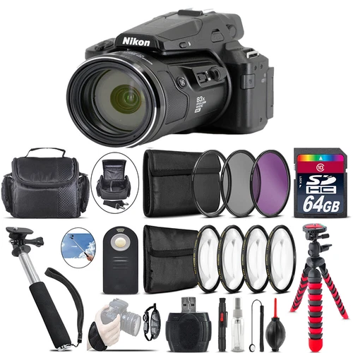 Nikon COOLPIX P950 Digital Camera + Spider Tripod + Case - 64GB Bundle