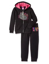 Hello Kitty Toddler Girls Fleece Active Set with Sequin Applique - Black - 12M