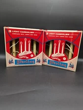 VTG Lot of 2 Sterling Christmas 3 Light Candolier Electric Candles Original Box