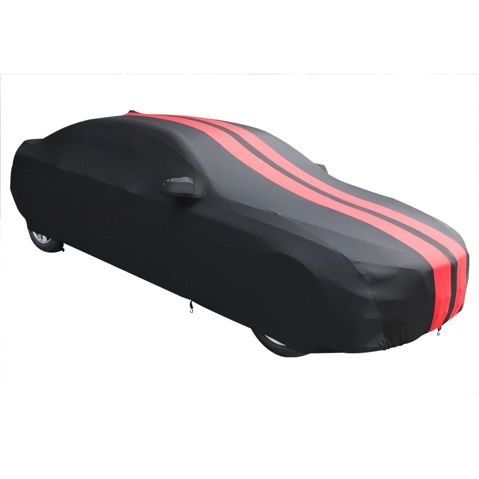 Black & Red Line Indoor Stain Stretch Soft Car Cover For Chevrolet Blazer - Image 4 of 4