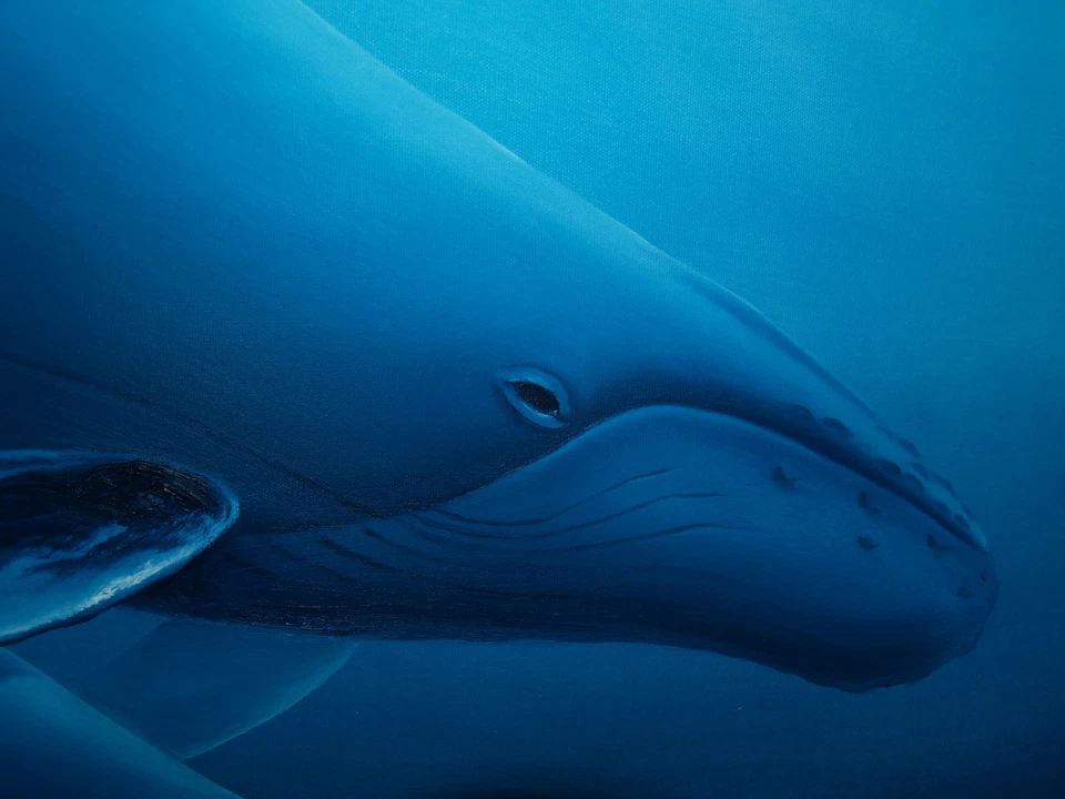 Pintura al óleo sobre lienzo firmada original de Robert Wyland "Mothers Love" Foto 3 de 4