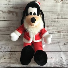 Vintage Disneyland Goofy Santa Christmas Plush Stuffed Toy 24" Walt Disney World