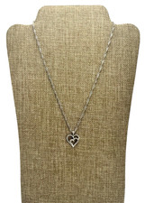 Sterling Silver Diamond Heart Pendant With Chain 18.25 Inch