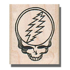 Mounted Rubber Stamp, Lightning Skull, Grateful Dead, Dead Head, Psychedelic