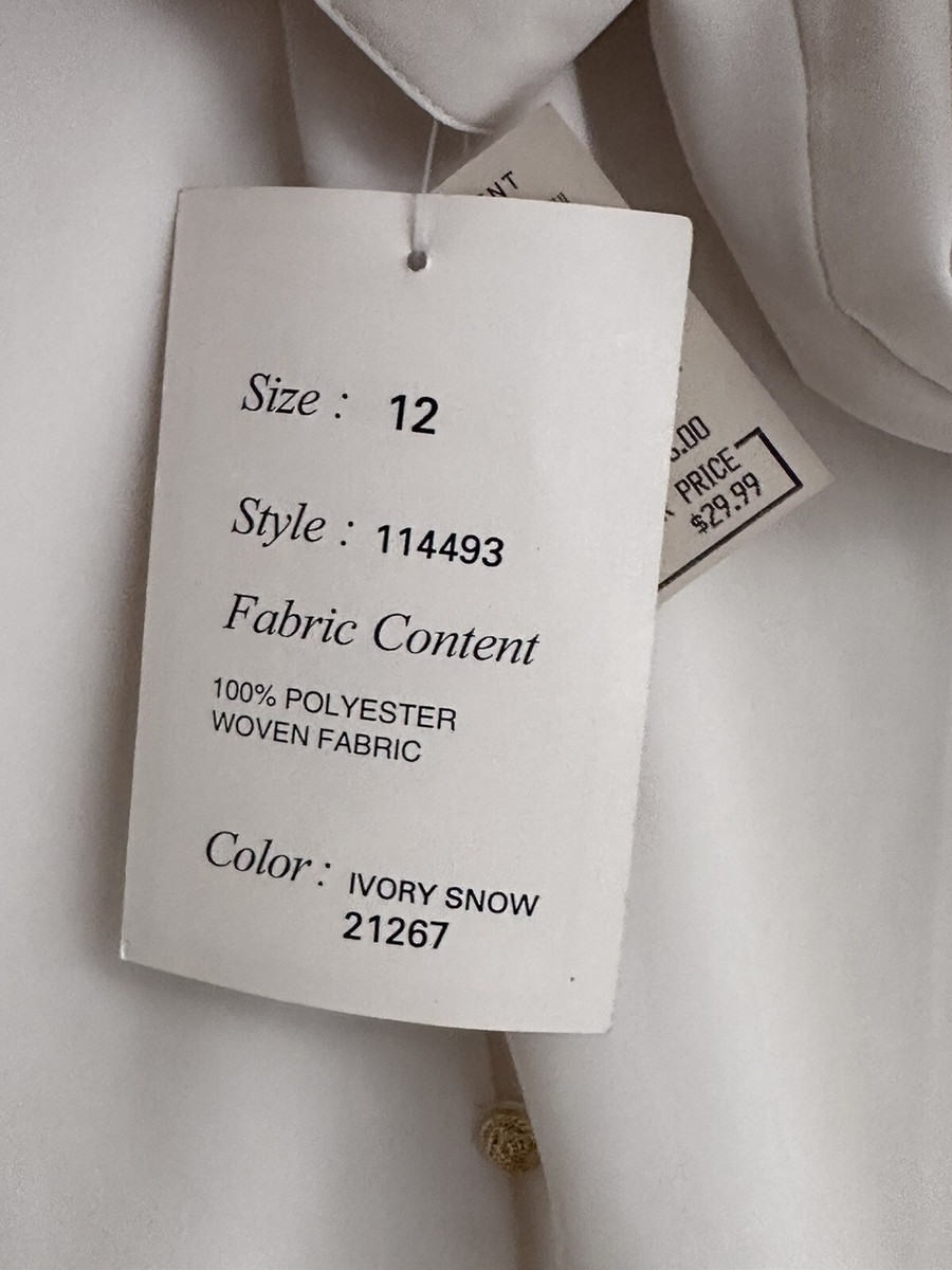 ヴェルデ様 Vtg NEW Jordan Secretary Geek Edwardian Blouse 12 White Big Collar