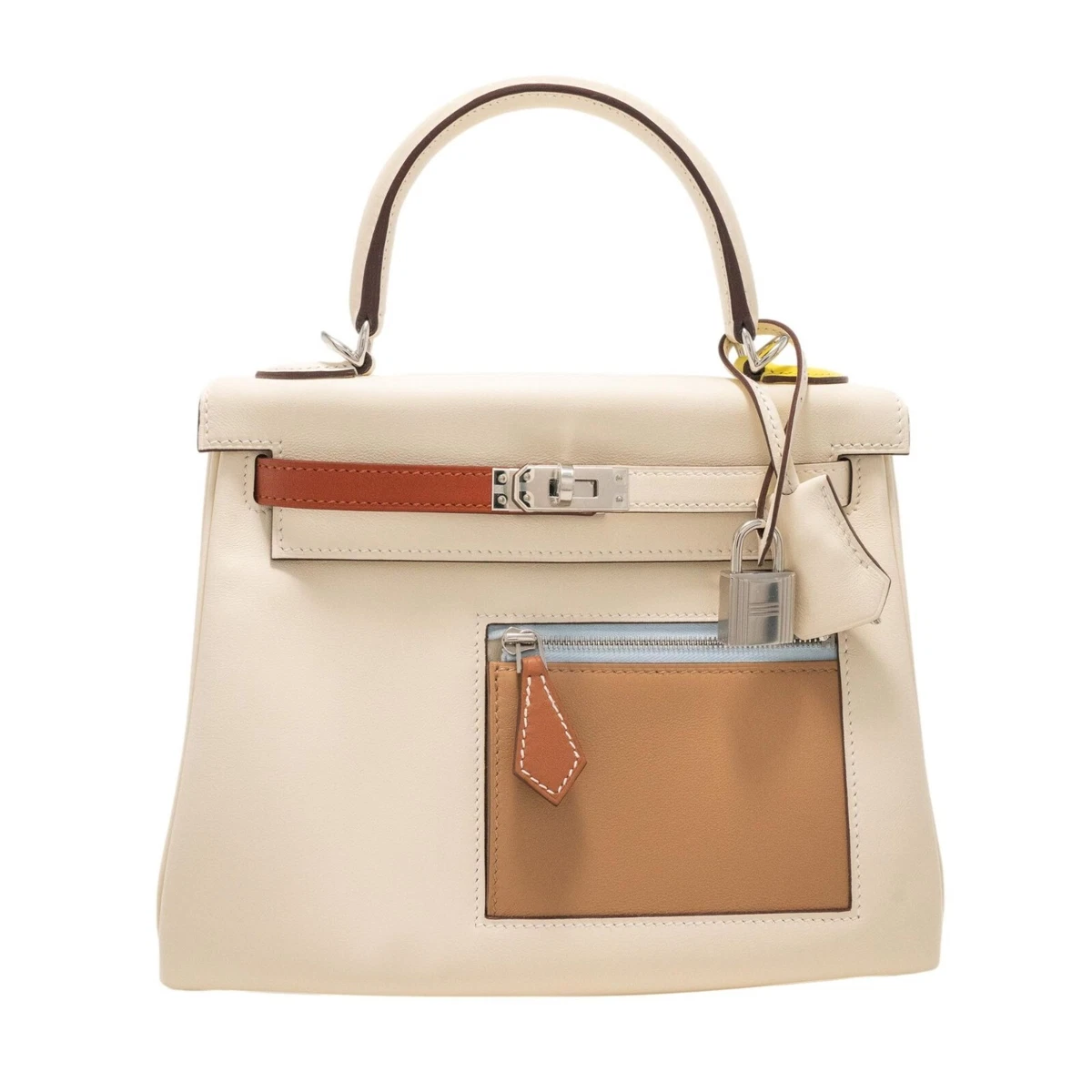 HERMES 2022 Kelly 25 Retourne Colormatic Nata & Multi Swift Leather PHW -  NEW!