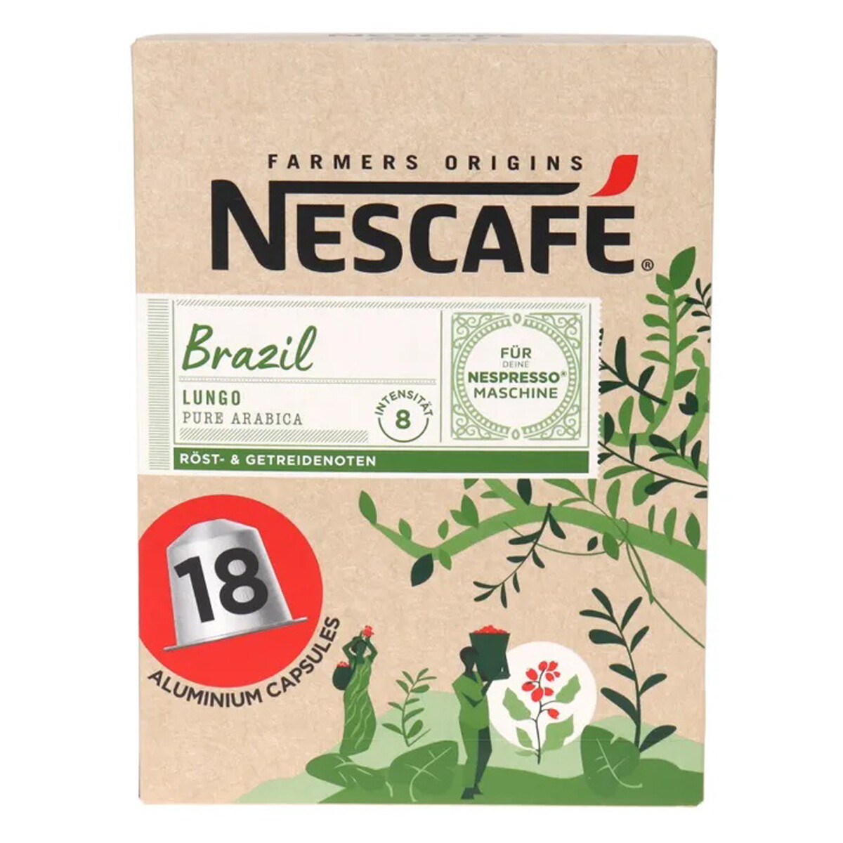 Nestle Nescafe Farmers Origins Brazil Lungo Coffee 18 Capsules 93g