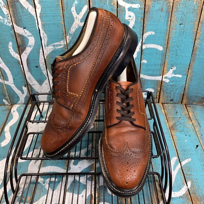 VTG Sears Wing Tip Brown Pebbled Leather Oxford Power Shoes  display picture 3