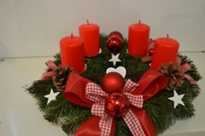 Adventskranz knstlich Landhaus rot 40 cm Weihnachten Advent Gesteck |  eBay.de