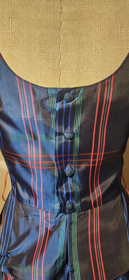 Vintage 1980s Lanz Peplum Plaid Dress W/ Button Up Back Mkd Sz 4  - Image 4 of 4