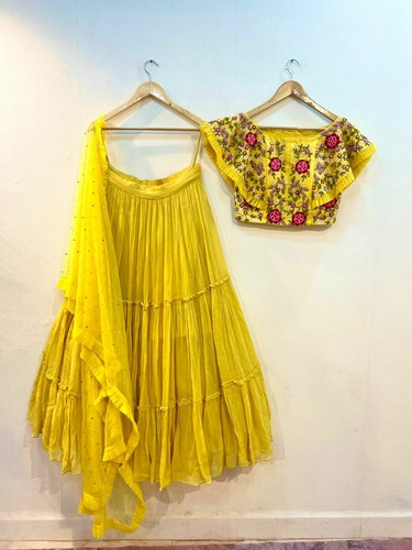 Haldi Yellow Lehenga Choli Wedding Wear 