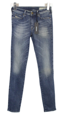 Diesel Doris Super Slim-Skinny Regular Waist RQ609 Jeans Damen W25/L34 Zip