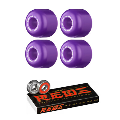 Powell Peralta Mini-Cubic Skateboard Wheels Purple 64mm with Bones Reds Bearings