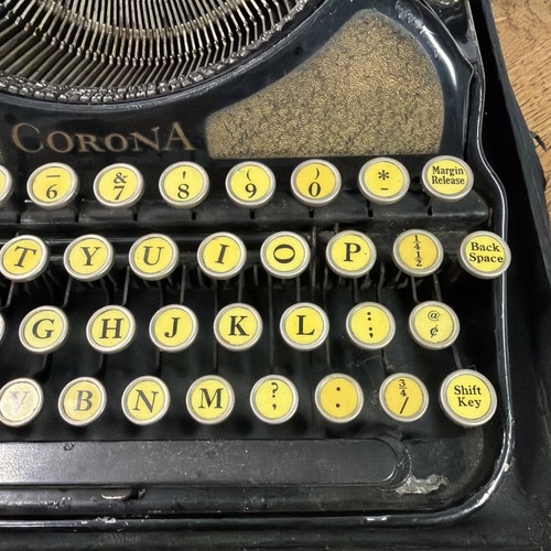 Vintage Beautiful 1929 LC Smith & Corona 4 Black & Gold Portable Typewriter/Case - Afbeelding 5 van 13