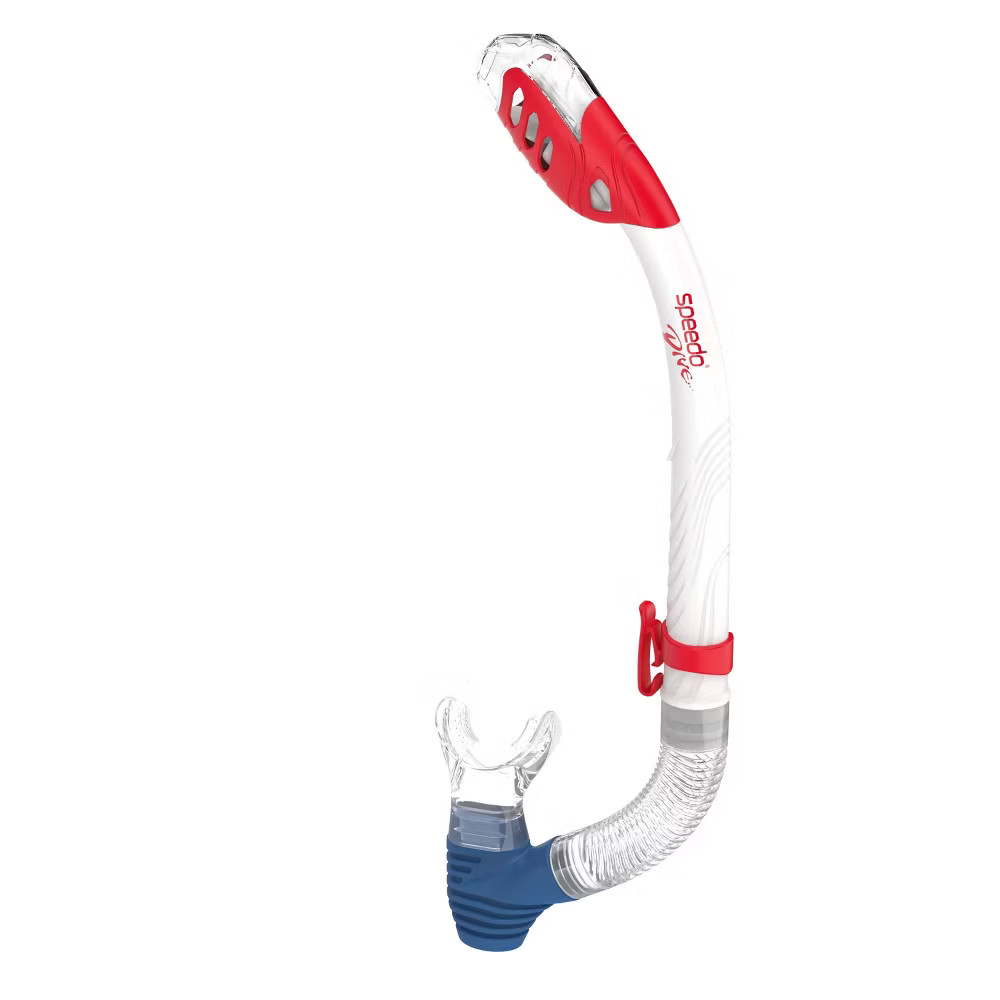 Speedo Adult Mask Snorkel Set - Red/White/Blue: Polycarbonate, Silicone & Rubber